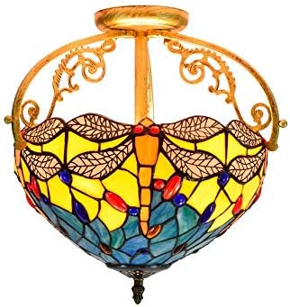 Yellow Dragonfly Glass Ceiling Light 12 Inch Modern Chandelier