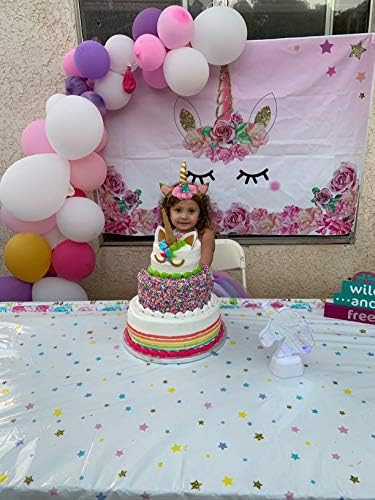 Unicorn Themed Plastic Tablecloth 53x90 Inches for Birthday Parties