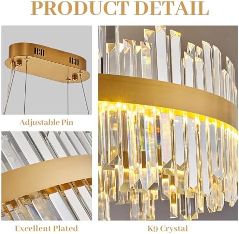 393 Inch Dimmable Gold LED Crystal Chandelier