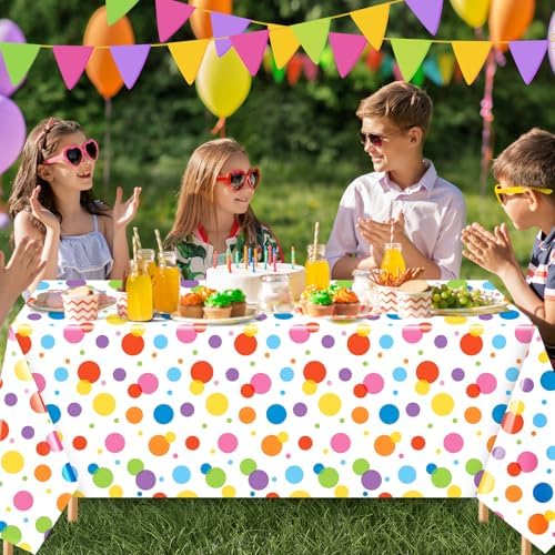 Oudain 108 x 54 Inch Polka Dot Plastic Tablecloth
