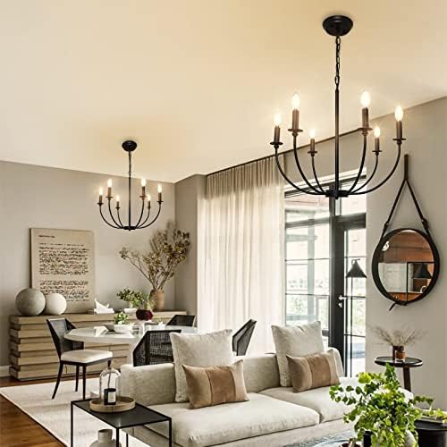 Depuley 6-Light Black Farmhouse Chandelier with E12 Sockets