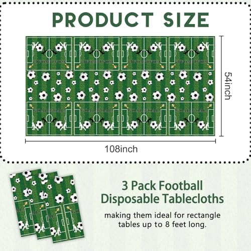 3Pcs Soccer Themed Tablecloth Set for Parties