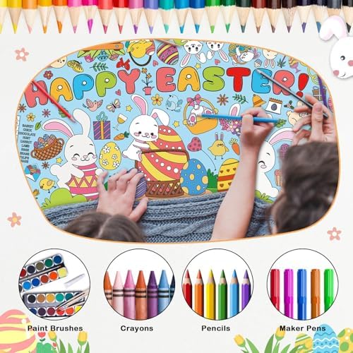 Artlunar Giant Easter Coloring Tablecloth with Poster