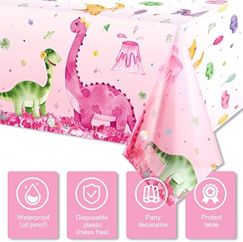 Irenare 3 Piece Pink Dinosaur Tablecloths