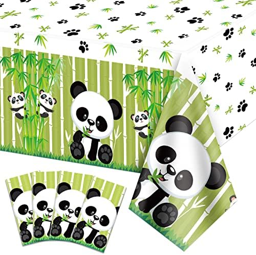 4 Pack Panda Theme Tablecloths for Birthday Parties