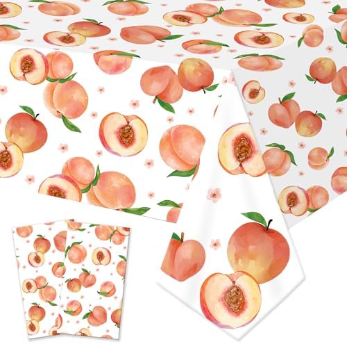 Umoni Peach Tablecloth Set 2pcs for Birthday Party Decorations