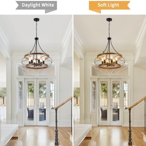 6 Light Farmhouse Chandelier 2362 Inch Rustic Drum Pendant Lighting
