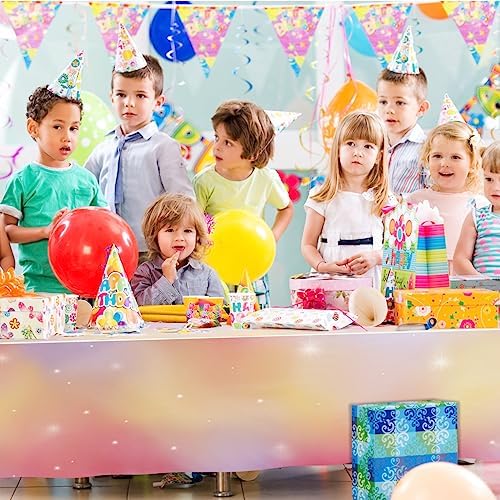Geanlian Rainbow Tablecloth 2 PCS Decor for Birthday Party