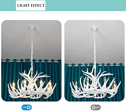 Resin Antler Chandelier Two Tier Farmhouse Pendant Light in White