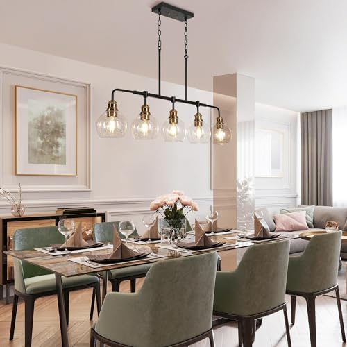 Black Gold Chandelier for Dining Room and Kitchen Island