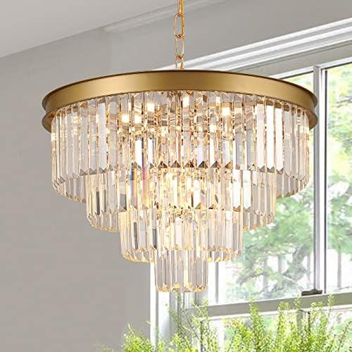 Modern Crystal Chandelier Gold 24 Inch Round Lighting Fixture