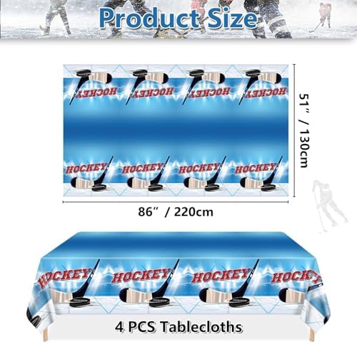 4 Pcs Hockey Tablecloths for Birthday Party Decorations
