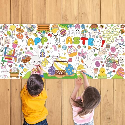 Artlunar Giant Easter Coloring Tablecloth with Poster