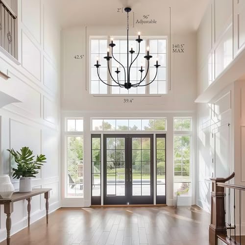 LOG BARN Black 9-Light Farmhouse Chandelier