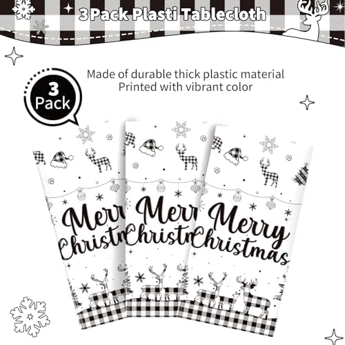 3 Pcs Buffalo Plaid Christmas Tablecloths
