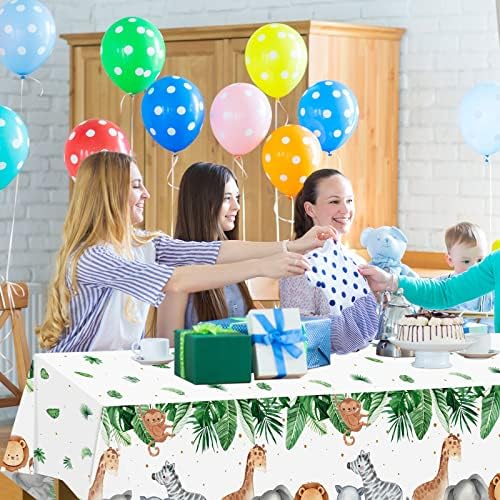 Jungle Safari Tablecloth 3pcs Sage Green Animal Print For Parties