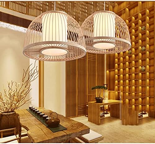 Semi-Circular Bamboo Rattan Chandelier Pendant Light 35cm Adjustable