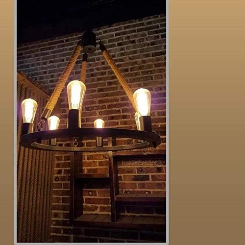 6-Flame Industrial Hemp Rope Chandelier