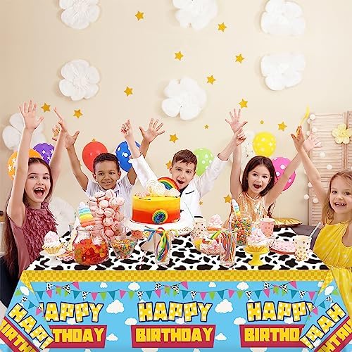 3 Piece Cow Theme Birthday Tablecloth Set