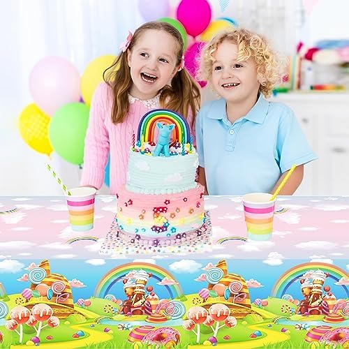 2 Pcs Candy Land Themed Plastic Table Covers for Party