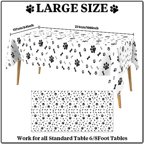 Puppy Paw Print Tablecloth for Kids Birthday Party