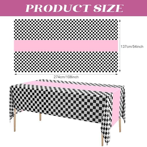Irenare 3 Pack Racing Car Table Covers 54x108 Inch Pink