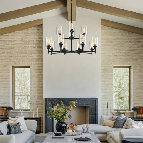 Black Chandelier for Living Room with 12 Lights