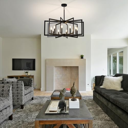 Black Chandelier Dining Room 10 Light Modern Industrial Metal