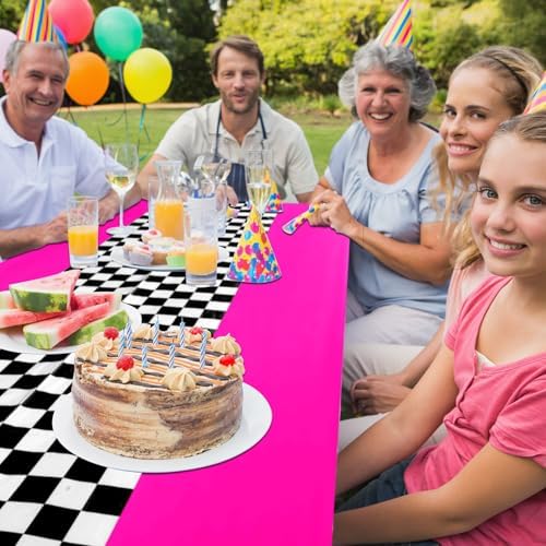 Irenare Racing Car Party Table Covers 54x108 Inch 6 Sheets Rose Red
