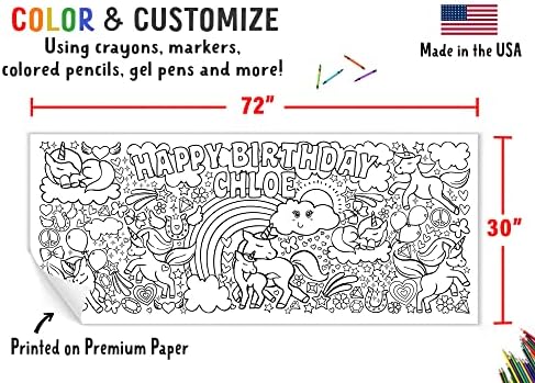 Tiny Expressions Personalized Unicorn Birthday Poster - 30 x 72 Inches