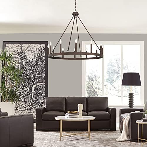 Vanity Art 12 Lights Wagon Wheel Chandelier Farmhouse Ceiling Light