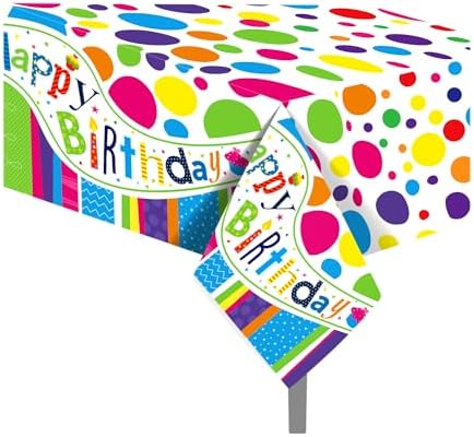 2Pcs Colorful Birthday Plastic Table Covers