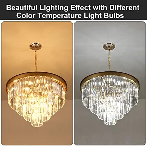Modern Crystal Chandelier Gold 24 Inch Round Lighting Fixture