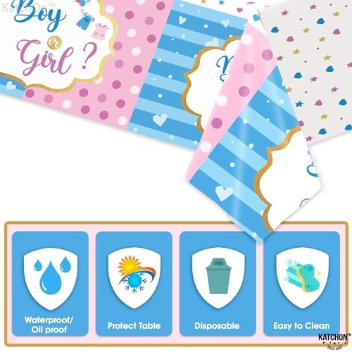 KatchOn Gender Reveal Table Cover - 108x54 Inch Pack of 3 1