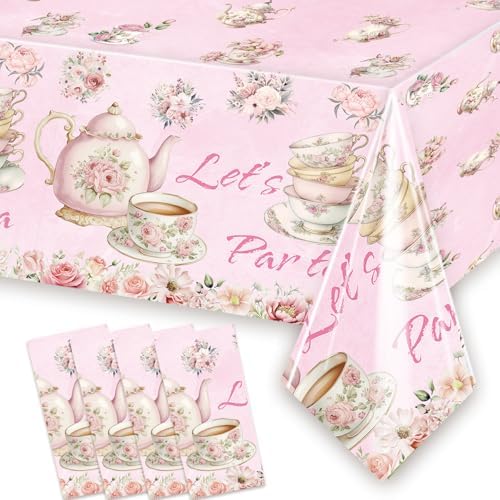 4 PCS Pink Floral Tea Table Cover 54 x 108 LetDec