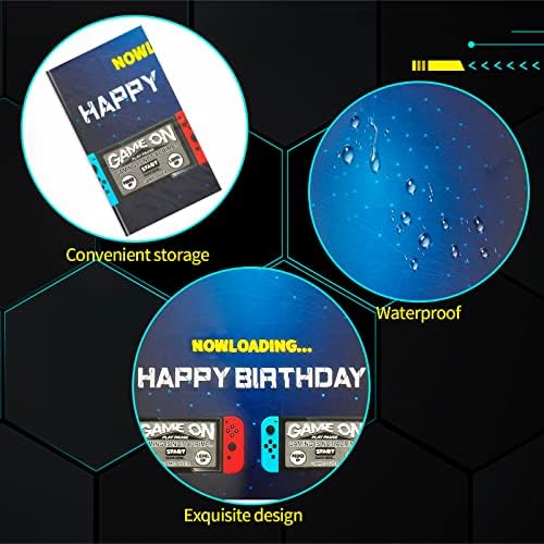 PHOGARY 3 Pack Video Game Tablecloths Blue Gamer Birthday Decorations