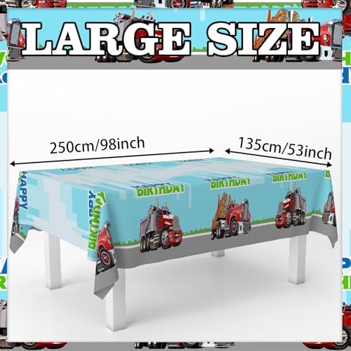 Truck Birthday Tablecloth for Boys Girls Green Party Supplies