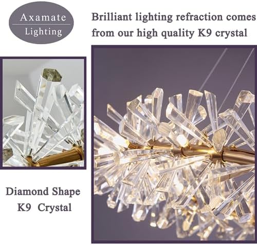 Modern Crystal Chandelier D24 Gold Ring Ceiling Light Fixture