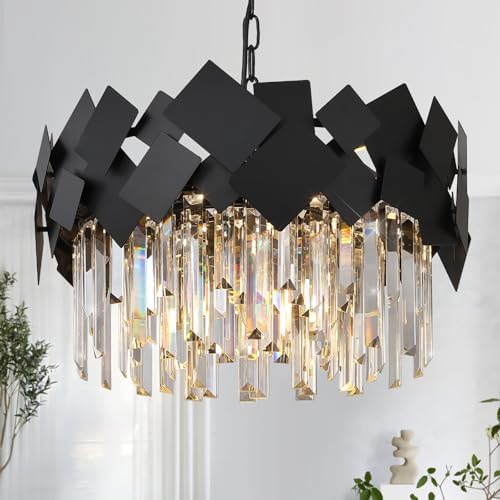 Modern Crystal Chandelier Black Round 7-Light Luxury Ceiling Light