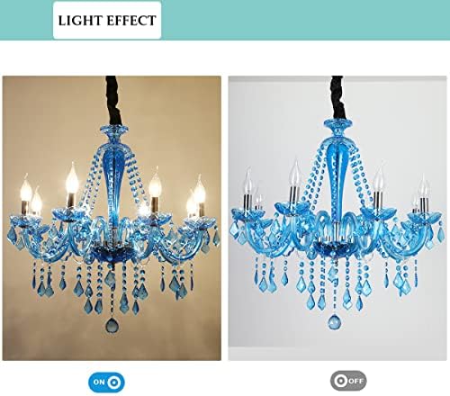 Classic Crystal Chandelier with 8 Blue Lights Adjustable for Dining Room