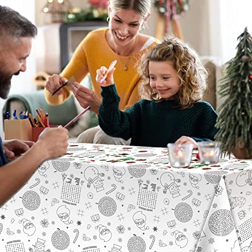 FunnyPars Christmas Activity Tablecloth 54x108 Inch
