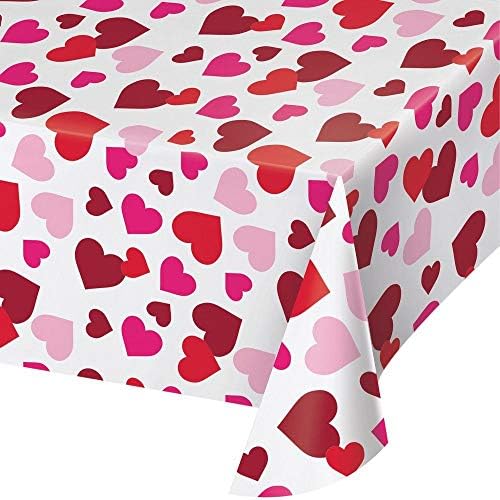 Creative Converting Pink and Red Hearts Valentines Plastic Tablecloth