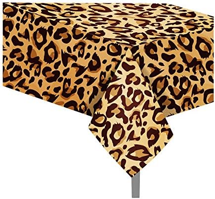 Leopard Print Tablecloth Set for Birthday Parties 54x87In