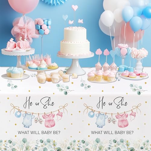 Gender Reveal Tablecloth Set 3 Pack Greenery Baby Clothes Theme