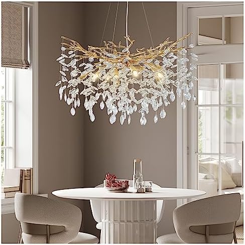 YUYI 30 Inch Gold Tree Branch Chandelier 10 Lights