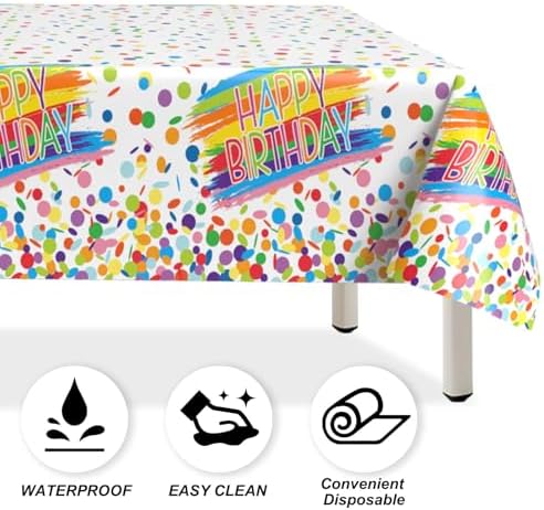 Colorful Happy Birthday Table Cover 54x108 inch