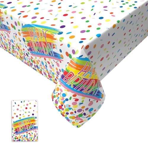 Colorful Happy Birthday Table Cover 54x108 inch