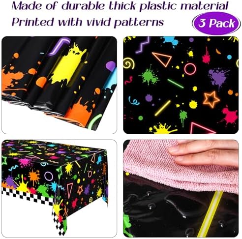 Irenare 3 Piece Neon Tablecloths for Parties