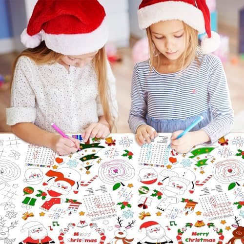 2 Pack Christmas Coloring Tablecloth for Kids