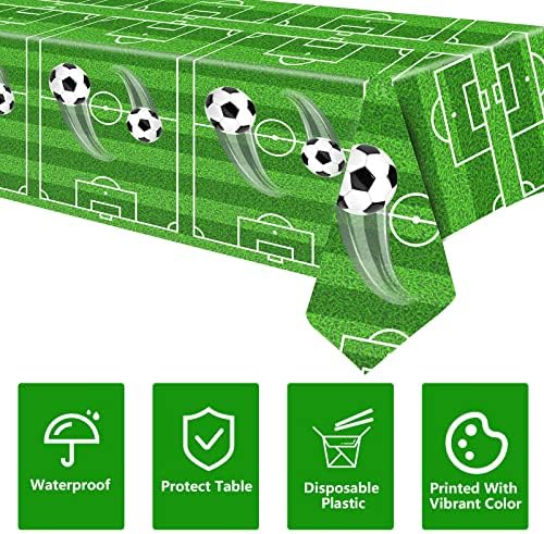 4 Pack Soccer Tablecloths for Boys Birthday Party Decorations